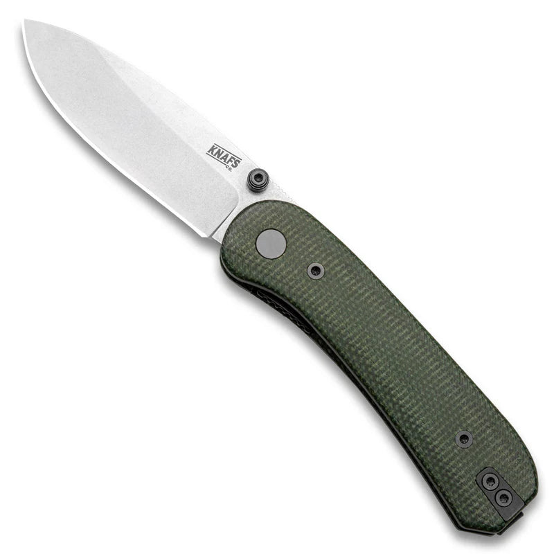 KNAFS Lander 1 Pocket Knife - Contoured Green Micarta - 14C28N
