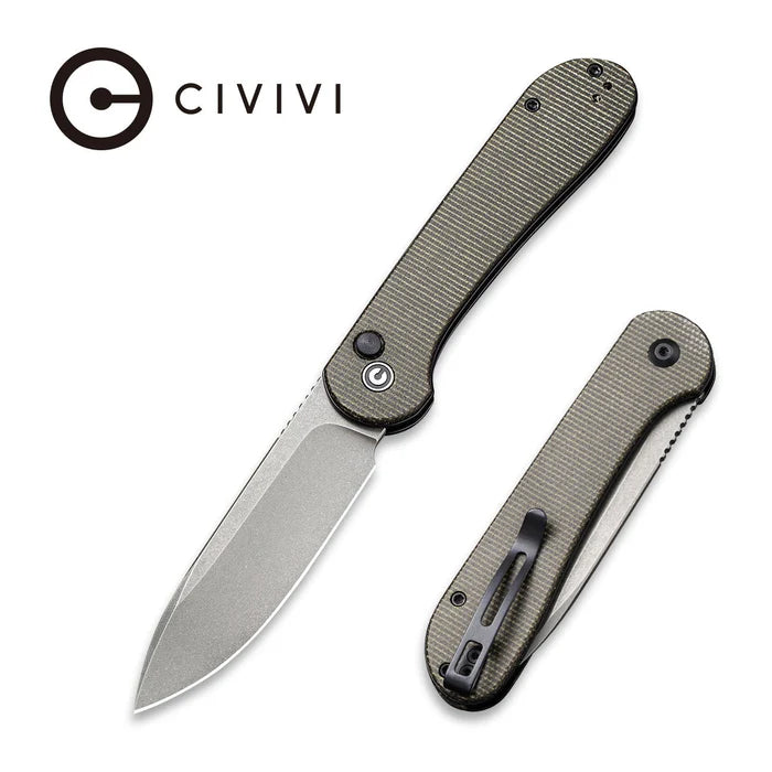 CIVIVI Button Lock Elementum Pocket Knife Micarta Handle