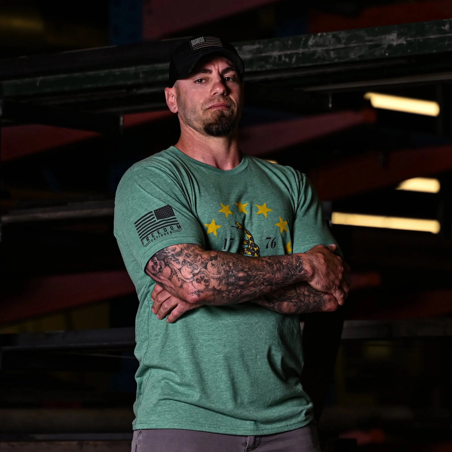 Freedom Fatigues Men's Don't Tread On Me Patriotic T-Shirt (Heather Green) - Grayman Trading Company