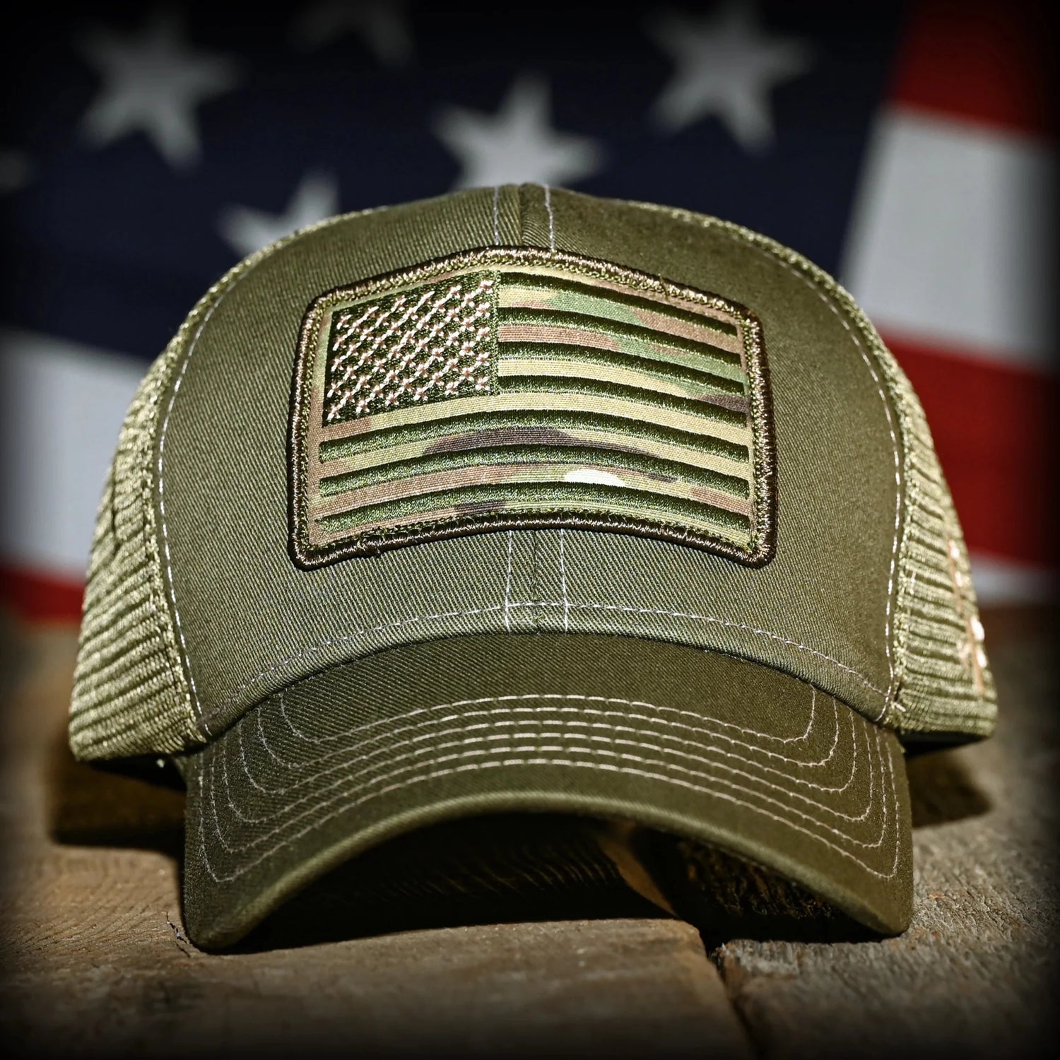 Freedom Fatigues MultiCam Flag Patch OD Green Ball Cap - Grayman Trading Company