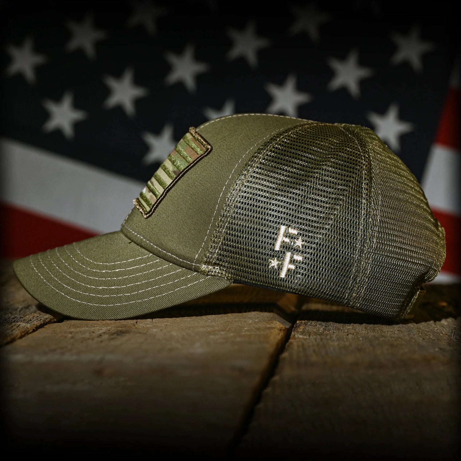 Freedom Fatigues MultiCam Flag Patch OD Green Ball Cap - Grayman Trading Company