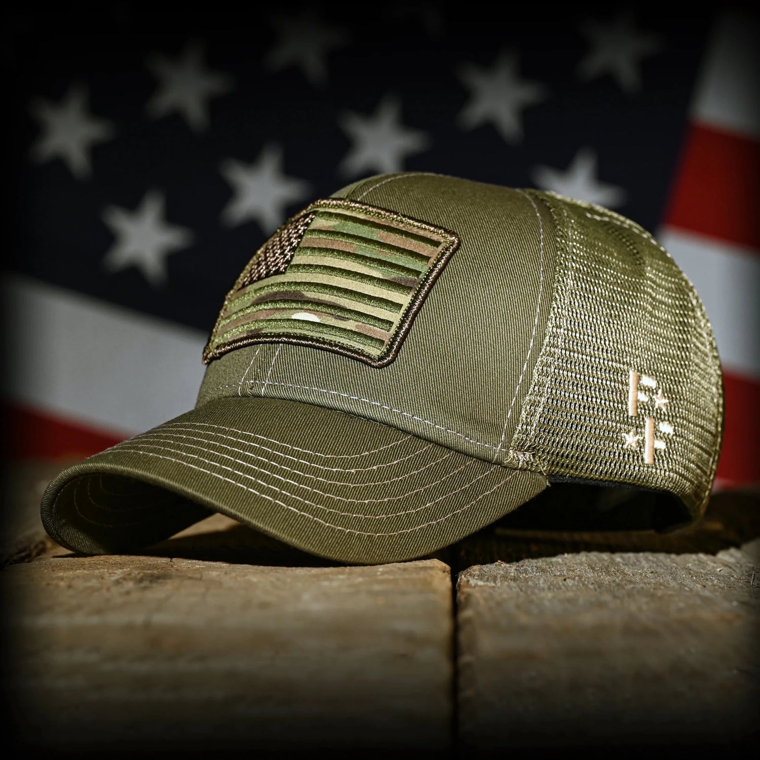 Freedom Fatigues MultiCam Flag Patch OD Green Ball Cap - Grayman Trading Company