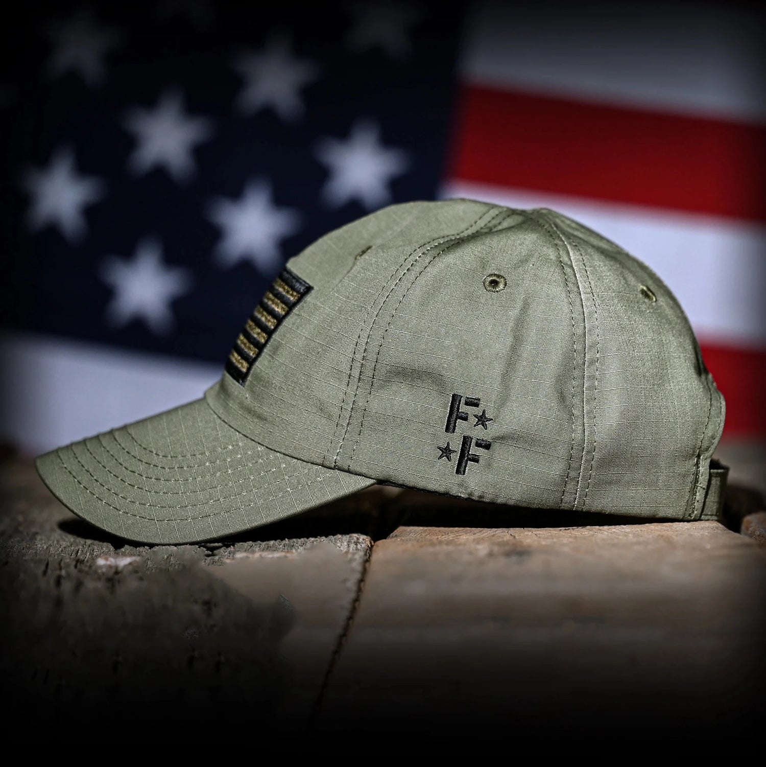 Freedom Fatigues Ranger Green Ripstop Full Fabric American Flag Range Hat - Grayman Trading Company