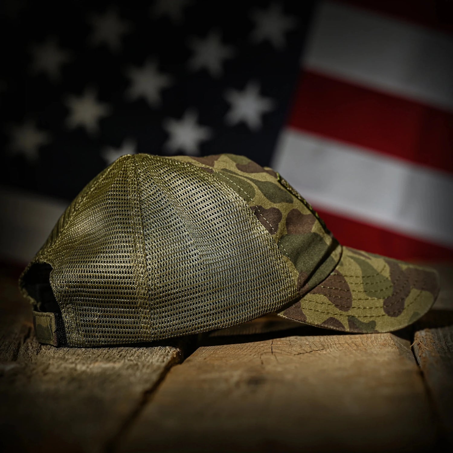 Freedom Fatigues Vintage Frog Skin Camo American Flag Range Hat - Grayman Trading Company