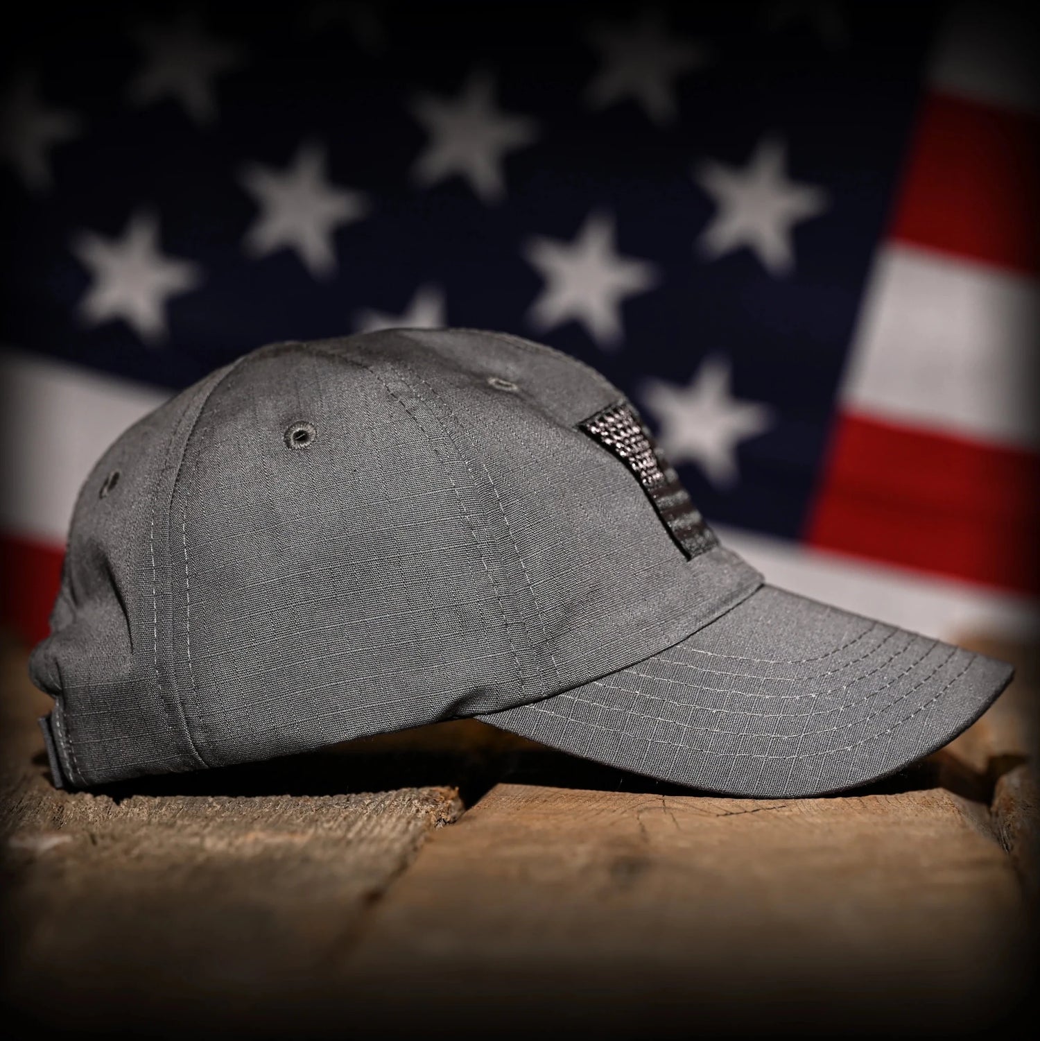 Freedom Fatigues Wolf Grey Full Fabric American Flag Range Hat - Grayman Trading Company