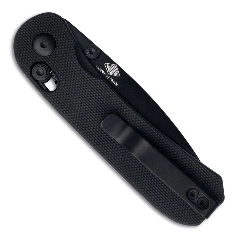 KNAFS Lander 3 Pocket Knife - Black G10 - Clutch Lock