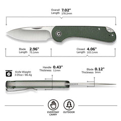 CIVIVI Elementum Slip Joint Knife Micarta Handle - Grayman Trading Company