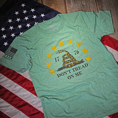 Freedom Fatigues Men's Don't Tread On Me Patriotic T-Shirt (Heather Green) - Grayman Trading Company