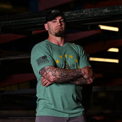 Freedom Fatigues Men's Don't Tread On Me Patriotic T-Shirt (Heather Green) - Grayman Trading Company