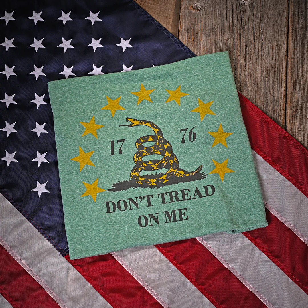 Freedom Fatigues Men's Don't Tread On Me Patriotic T-Shirt (Heather Green) - Grayman Trading Company