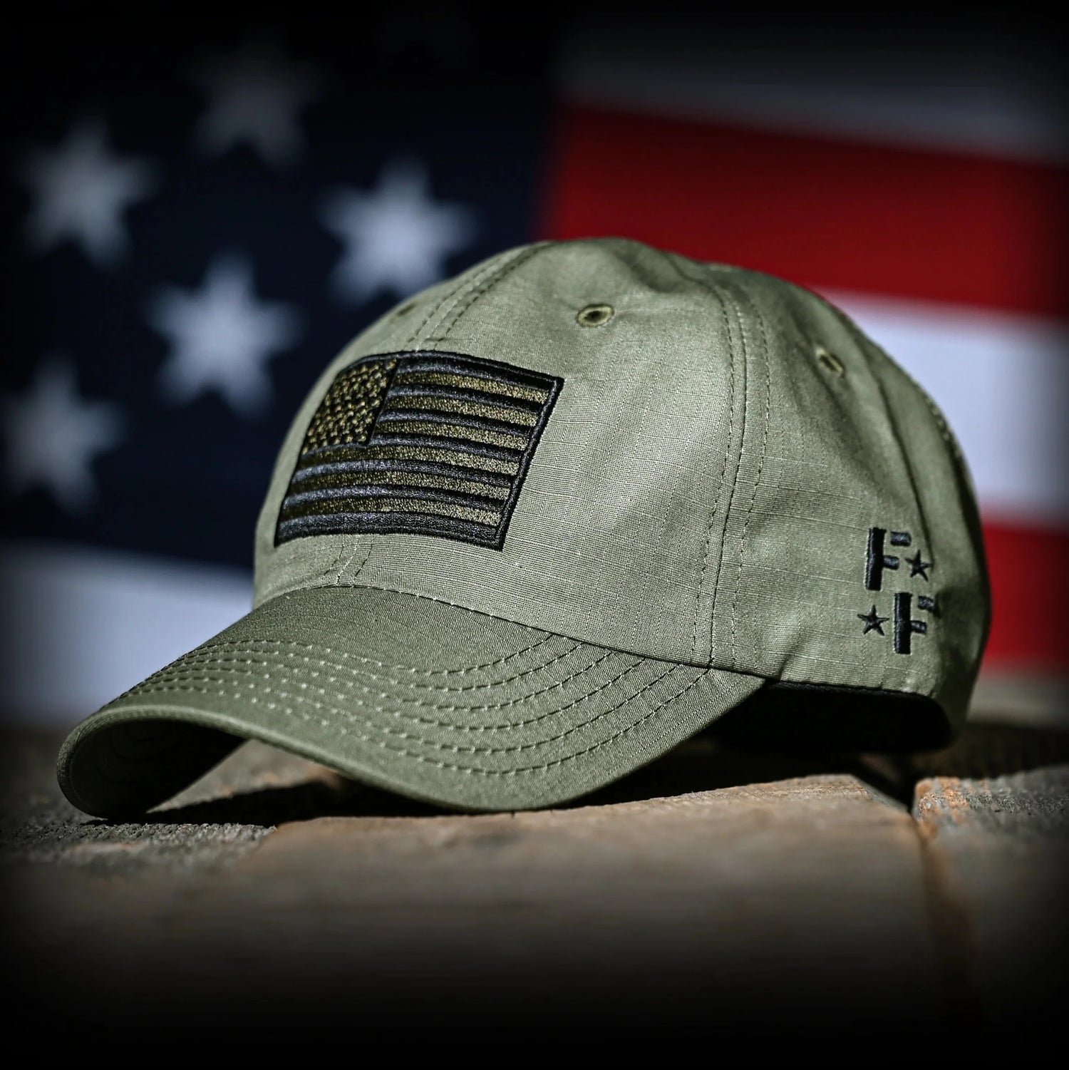 Freedom Fatigues Ranger Green Ripstop Full Fabric American Flag Range Hat - Grayman Trading Company