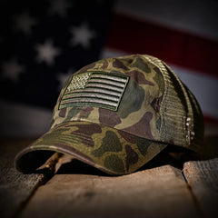 Freedom Fatigues Vintage Frog Skin Camo American Flag Range Hat - Grayman Trading Company
