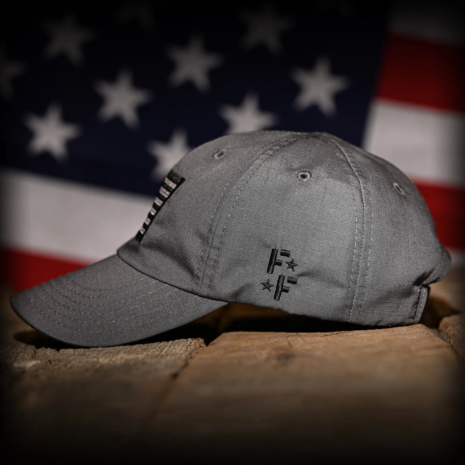 Freedom Fatigues Wolf Grey Full Fabric American Flag Range Hat - Grayman Trading Company