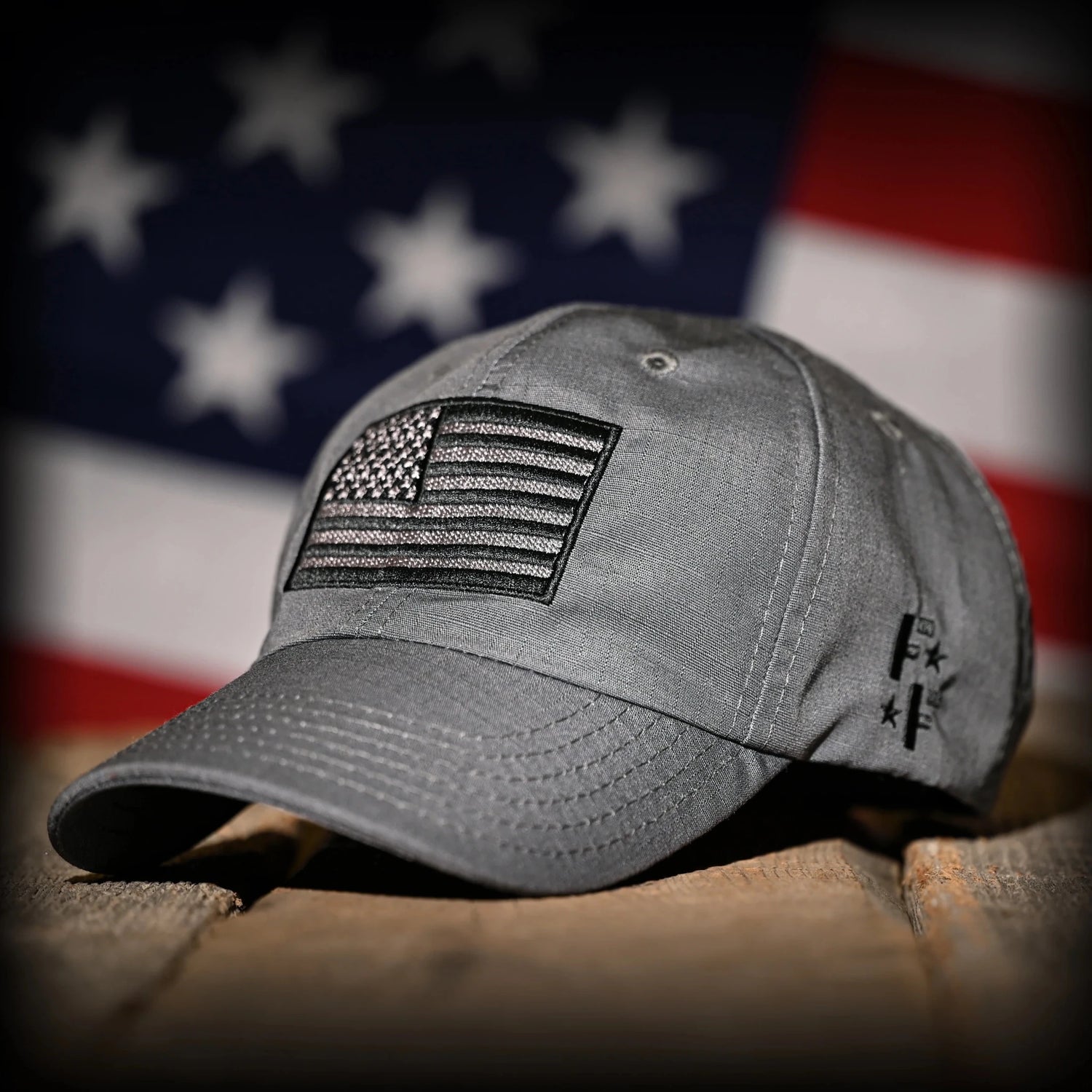 Freedom Fatigues Wolf Grey Full Fabric American Flag Range Hat - Grayman Trading Company