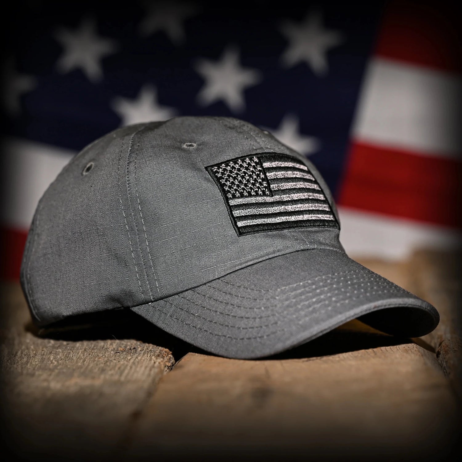 Freedom Fatigues Wolf Grey Full Fabric American Flag Range Hat - Grayman Trading Company