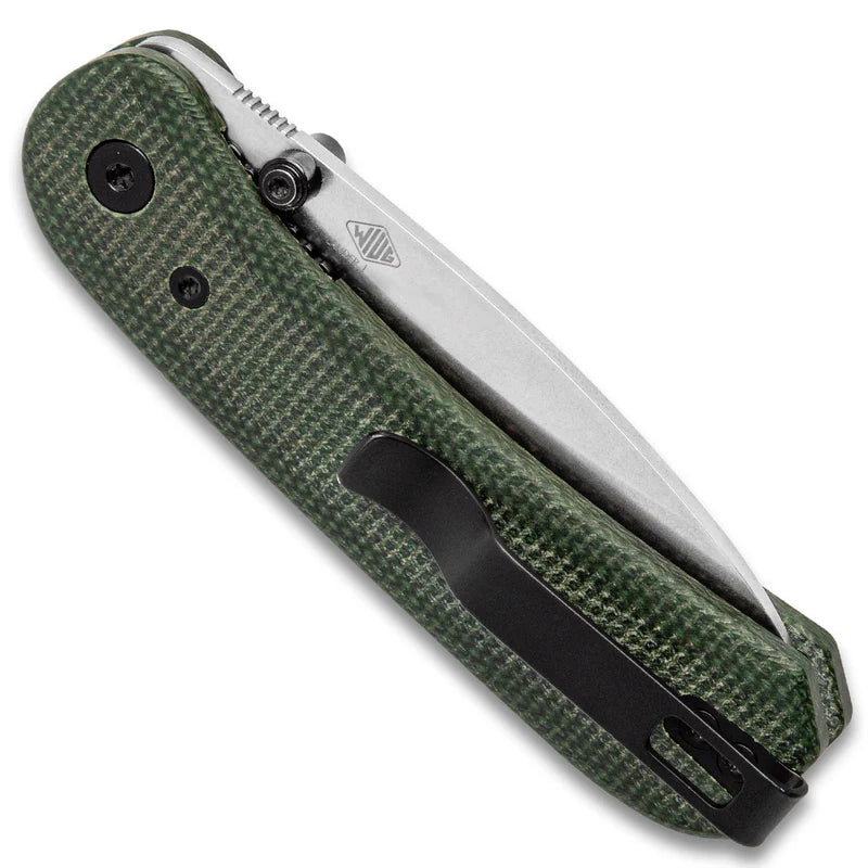 KNAFS Lander 1 Pocket Knife - Contoured Green Micarta - 14C28N
