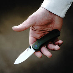 KNAFS Lander 1 Pocket Knife - Contoured Green Micarta - 14C28N - Grayman Trading Company