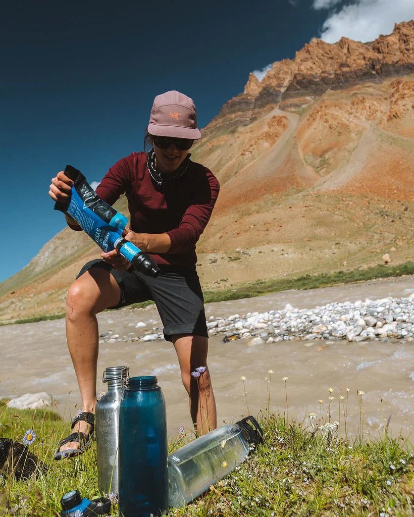 Sawyer Point One Squeeze Water Filter System | 0.1 Micron Backpacking Filter with Two 1L Pouches - Grayman Trading Company
